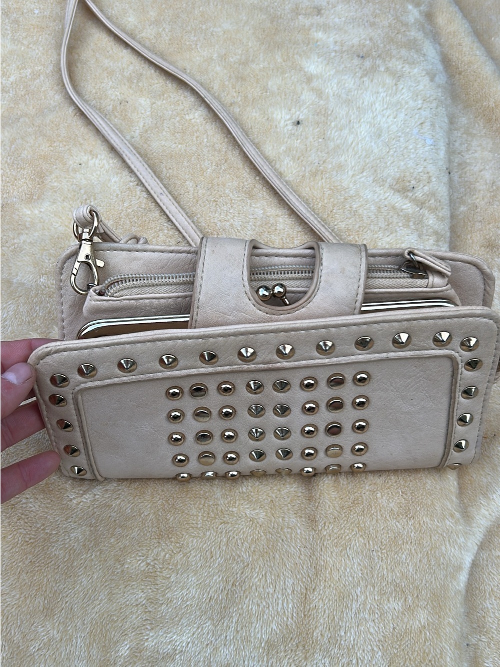 Under One Sky Beige Studded Crossbody Wallet